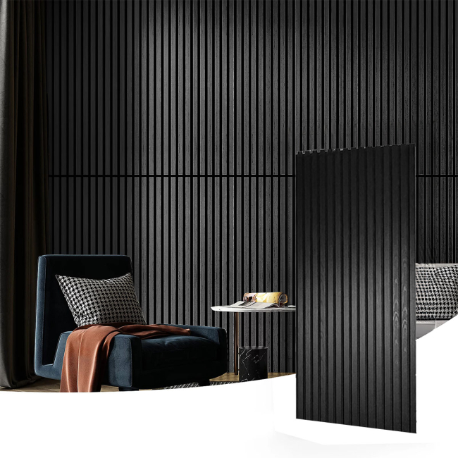 Acoustic Wall Panel Black Oak 60cm x 240cm