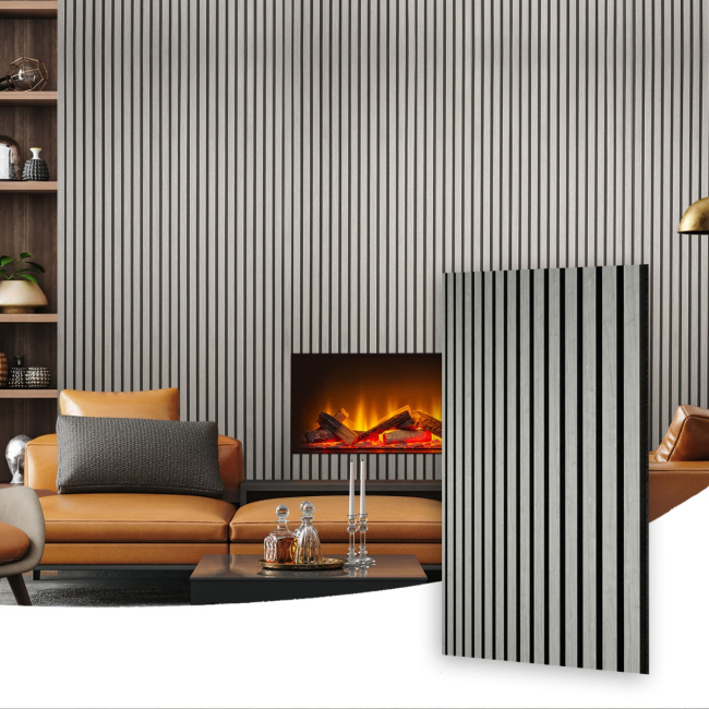 Acoustic Wall Panel Silver Grey Oak 60cm x 240cm