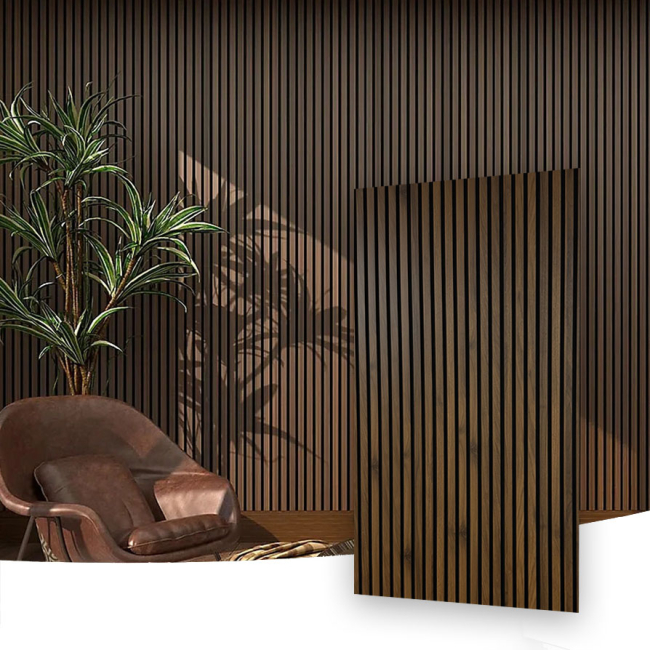 Acoustic Wall Panel Walnut 60cm x 240cm