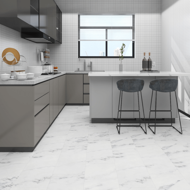 Ice white 5mm SPC Click flooring. **Built in underlay**