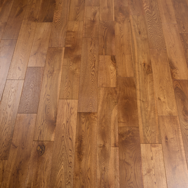 Dark smoked oak 150 mm wide lacquered 18mm solid wood flooring
