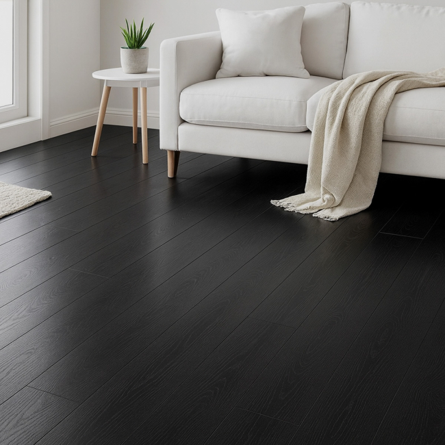 Vintage pure black 8mm v groove laminate flooring