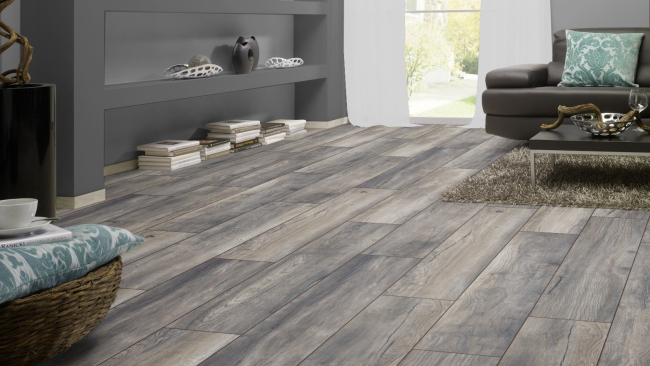 Kronotex harbour oak grey 12mm V groove AC5 laminate flooring
