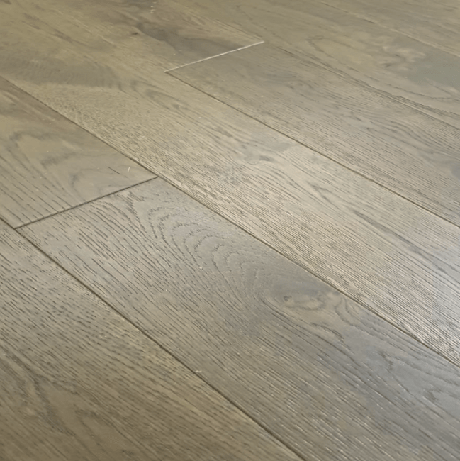 Nut Brown Oak Engineered Wood Flooring Brushed and Lacquered 125mm Beveled Edges 14mm Thick