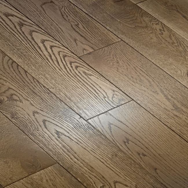 Cognac Engineered Oak Wood Flooring Brushed and Lacquered 125mm Beveled Edges 14mm thick