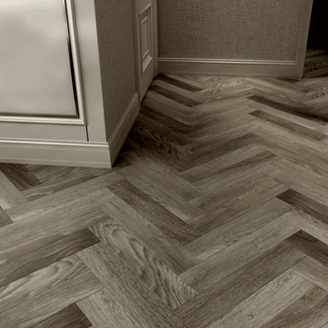 Limed oak herringbone 5mm SPC LVT Heavy duty 0.5 wear layer Click flooring. **Built in underlay**