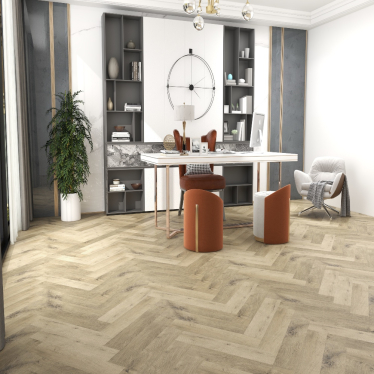 Copley oak herringbone 5mm SPC LVT Click flooring. **Built in underlay**